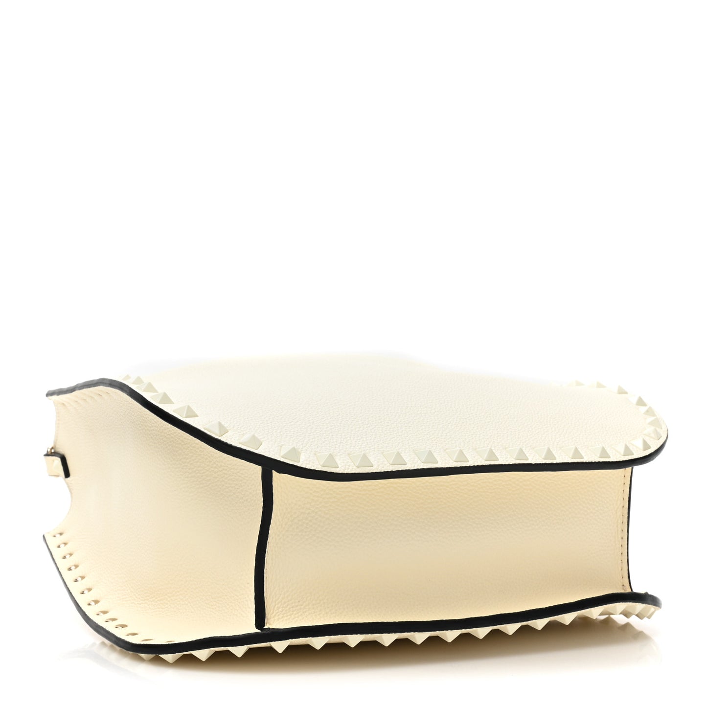Grainy Calfskin Rockstud Flip-Lock Hobo Bag Ivory
