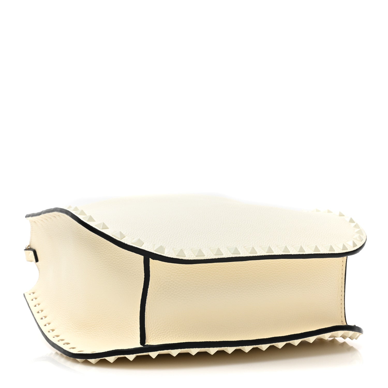 Valentino Garavani Grainy Calfskin Rockstud Flip-Lock Hobo Bag Ivory 4 of 9