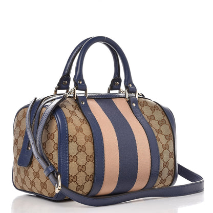 Gucci Monogram Vintage Web Small Boston Blue 3 of 8