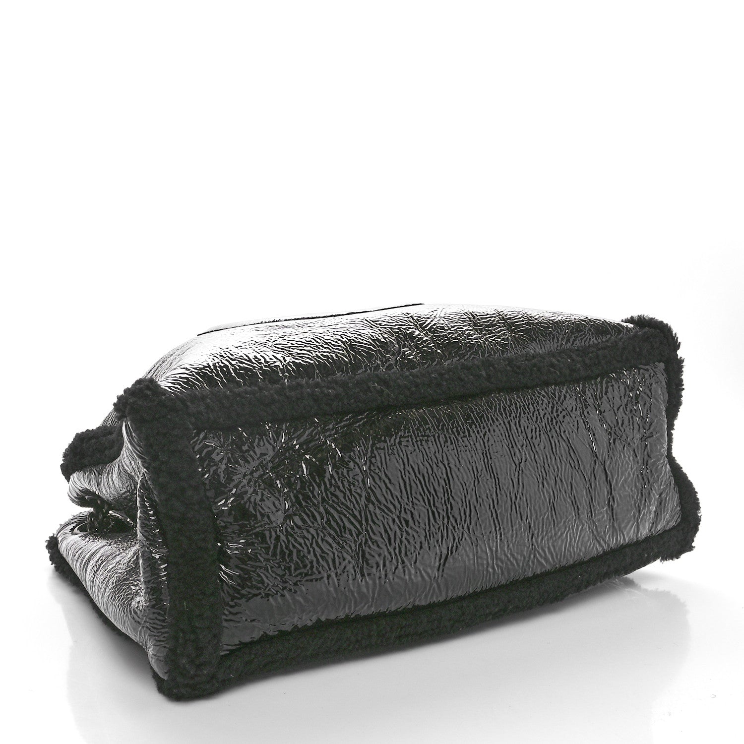 Gucci Patent Shearling Large Soho Chain Shoulder Bag Black 4 of 10