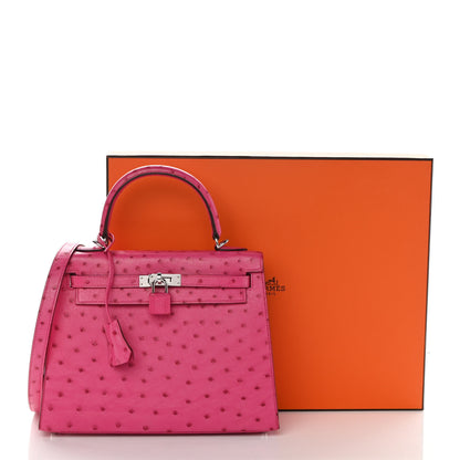 Hermes Ostrich Kelly Sellier 25 Rose Tyrien 11 of 11