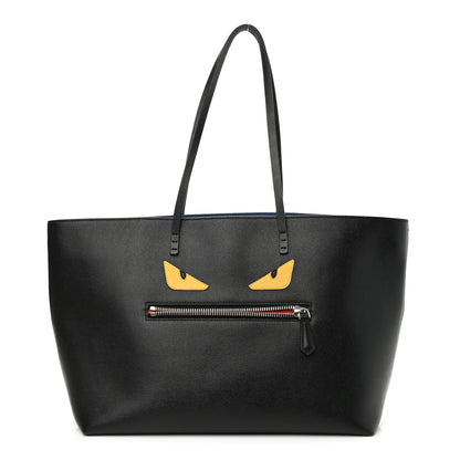 Fendi Vitello Elite Cuoio Monster Buggies Medium Roll Tote Black Multicolor Blue Cobalto 1 of 15