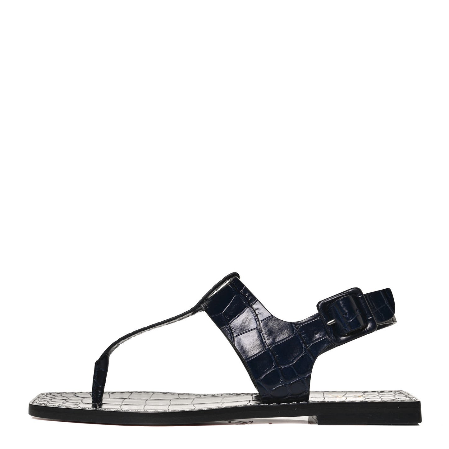 Calfskin Crocodile Embossed Cubongo Flat Sandals 36.5 Obscur