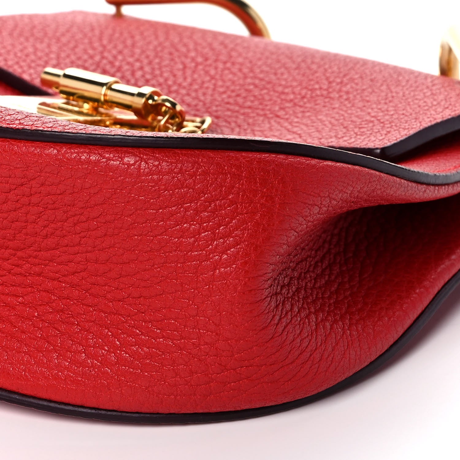 Chloe Grained Lambskin Mini Drew Shoulder Bag Plaid Red 10 of 13