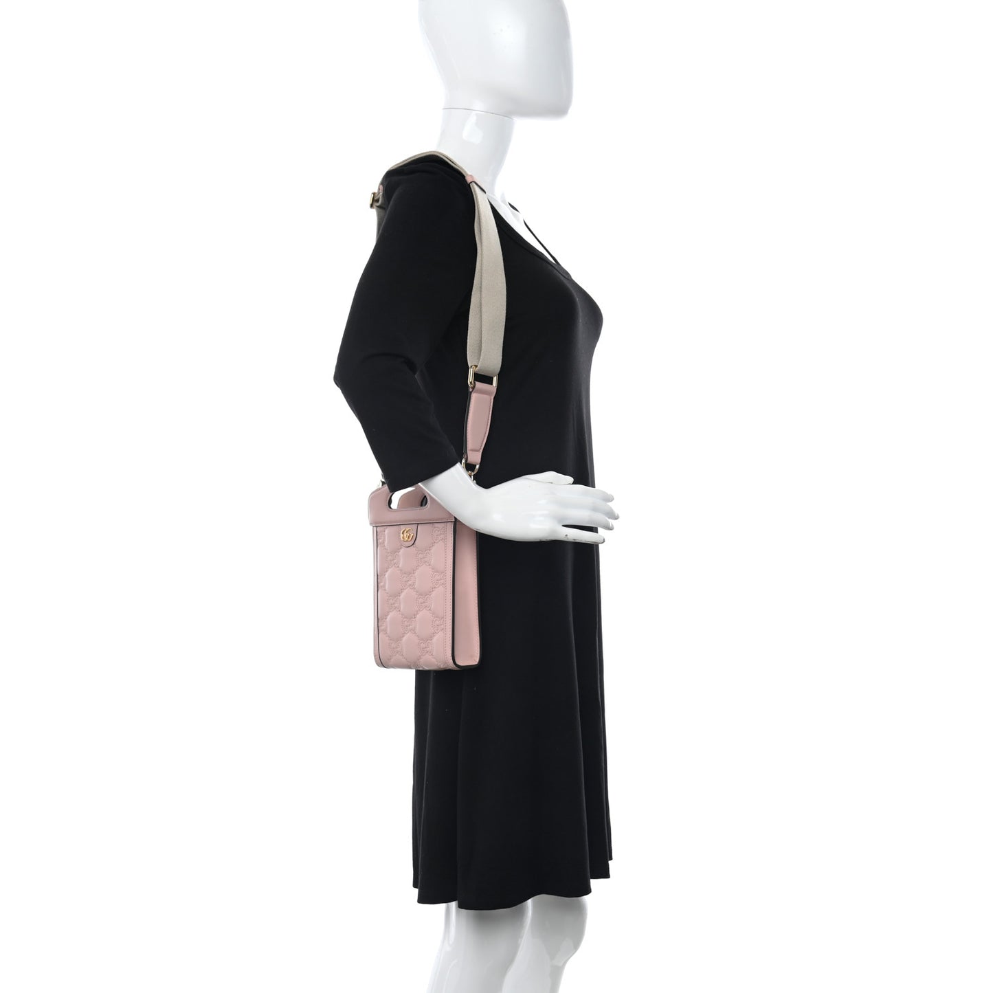 Calfskin GG Matelasse Mini Top Slip Handle Crossbody Bag Perfect Pink Natural