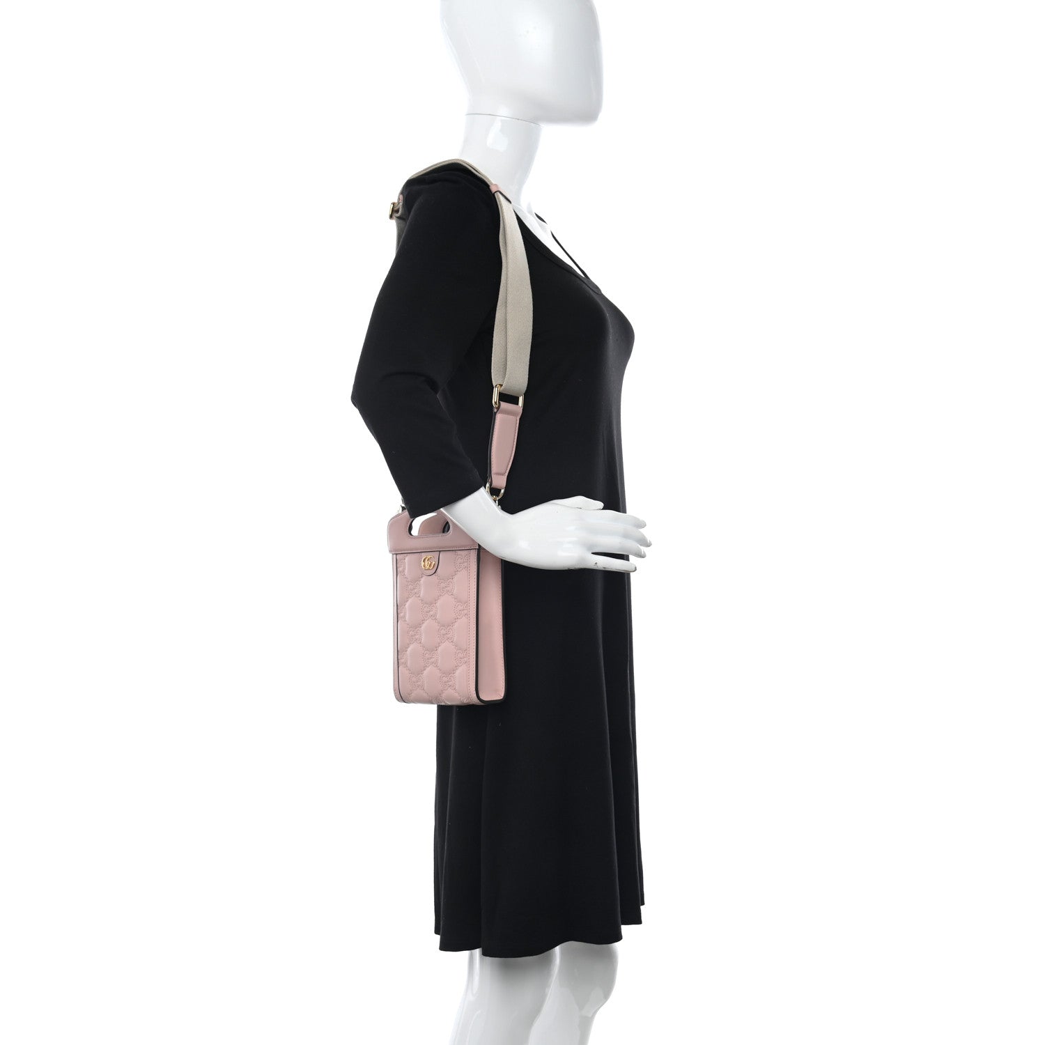 Gucci Calfskin GG Matelasse Mini Top Slip Handle Crossbody Bag Perfect Pink Natural 2 of 10