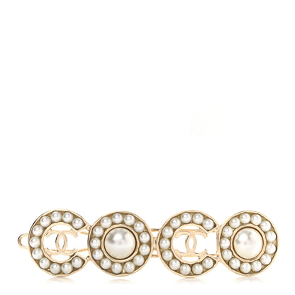 Chanel Pearl Coco Hair Clip Barrette Gold 1 of 4