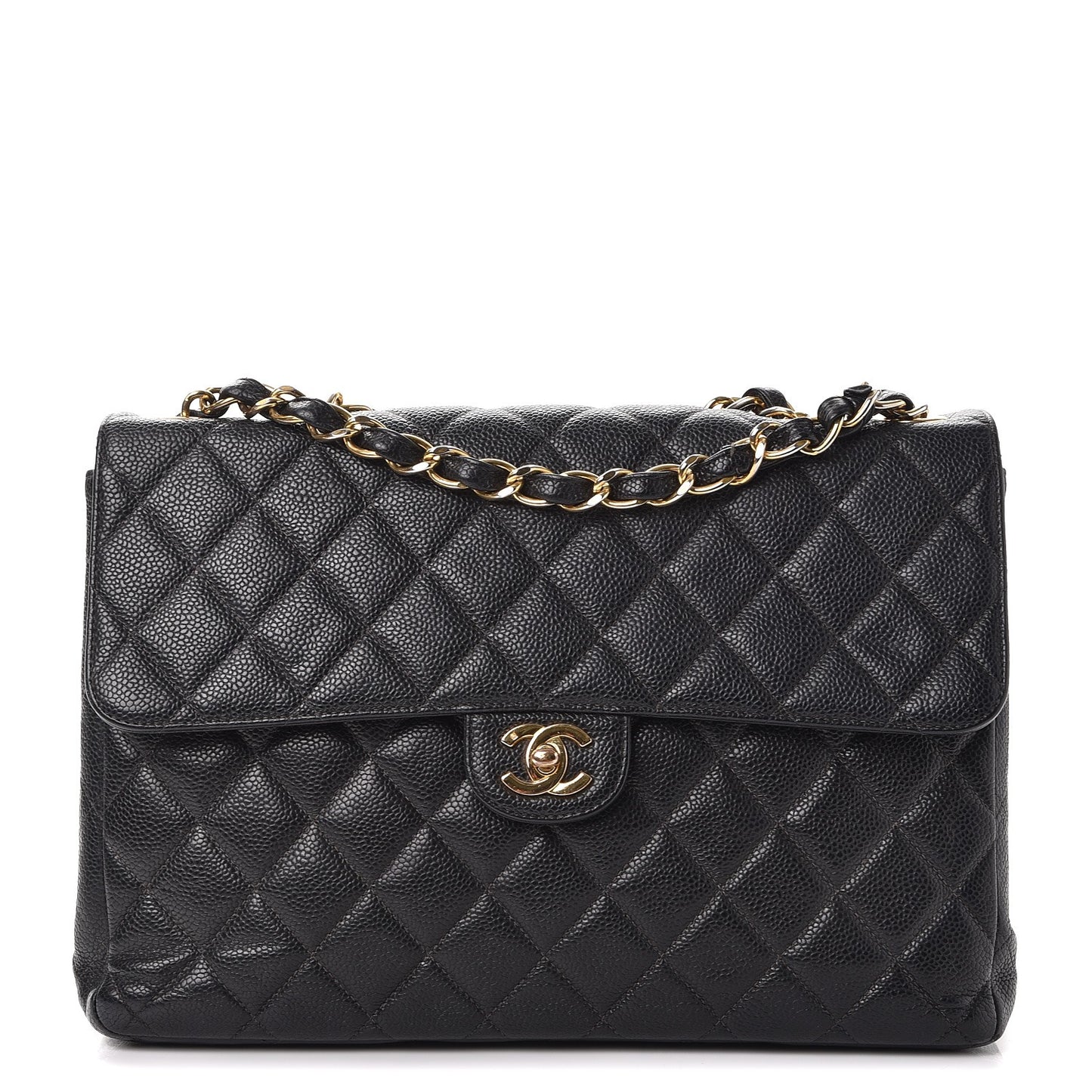 Caviar Quilted Jumbo Single Flap Black