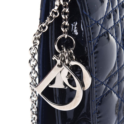 Christian Dior Patent Cannage Lady Dior Convertible Clutch Navy Blue 14 of 14