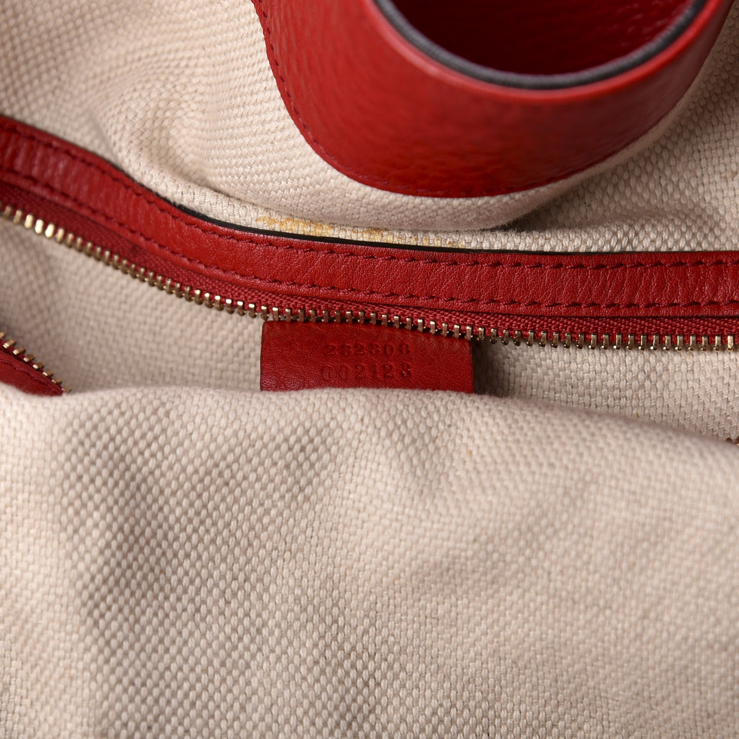 Gucci Pebbled Calfskin Large Soho Shoulder Bag Red 7 of 13