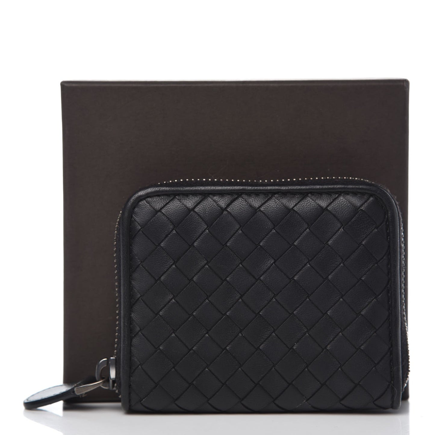 Nappa Intrecciato Zip Around Coin Purse Black