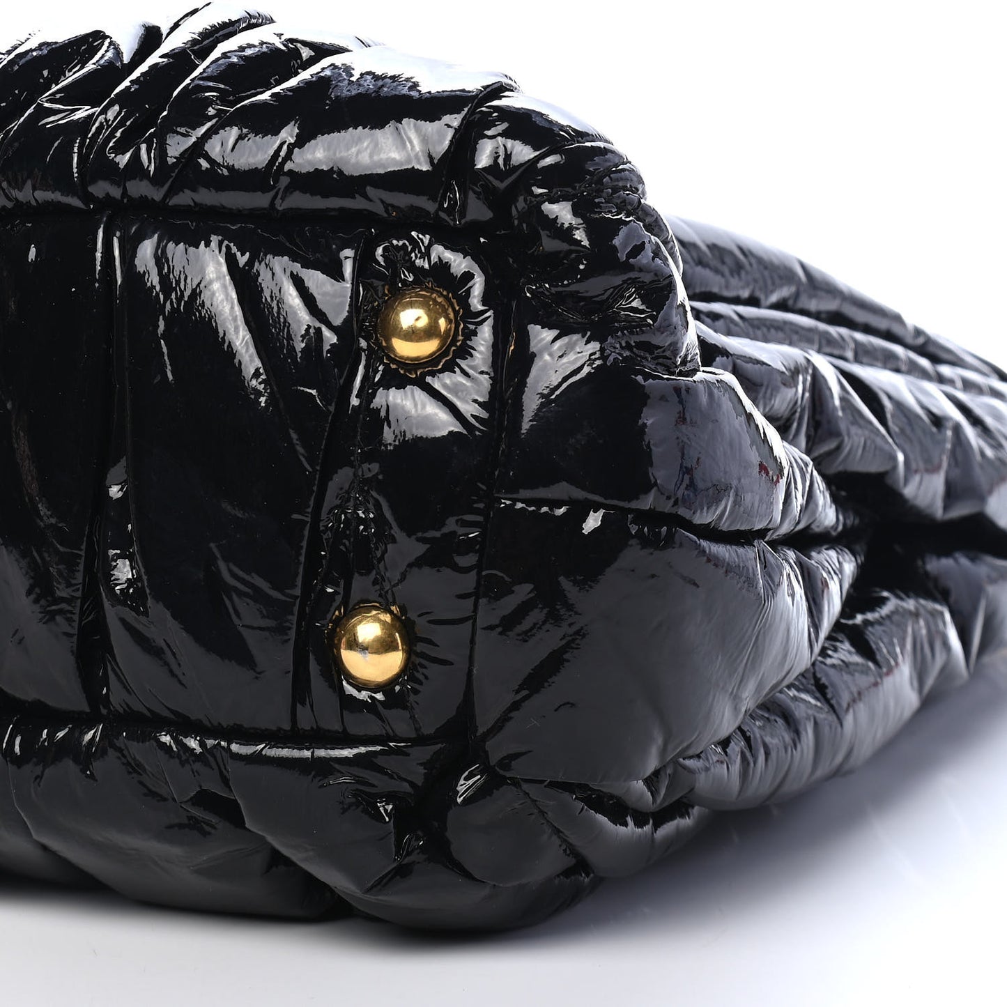 Patent Matelasse Shoulder Bag Black
