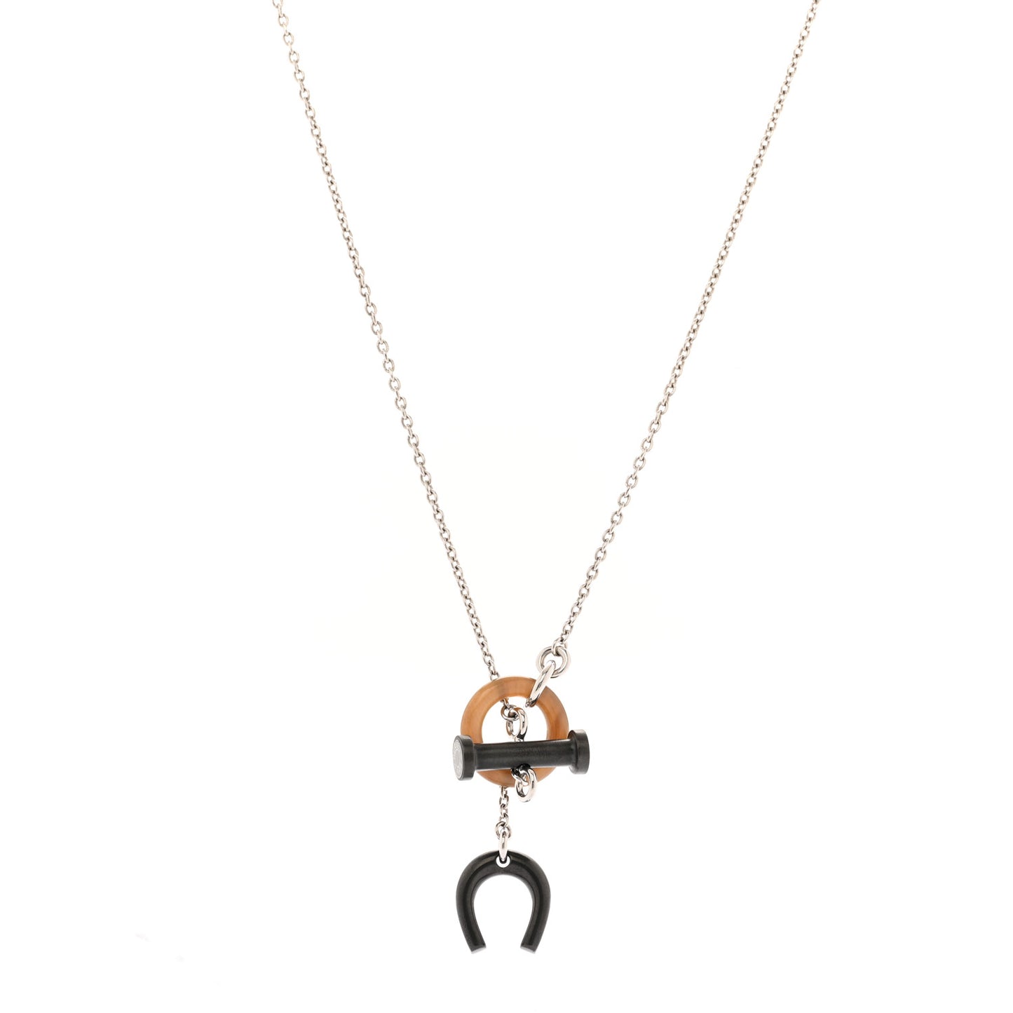Palladium Buffalo Horn Mobile Equestre Necklace