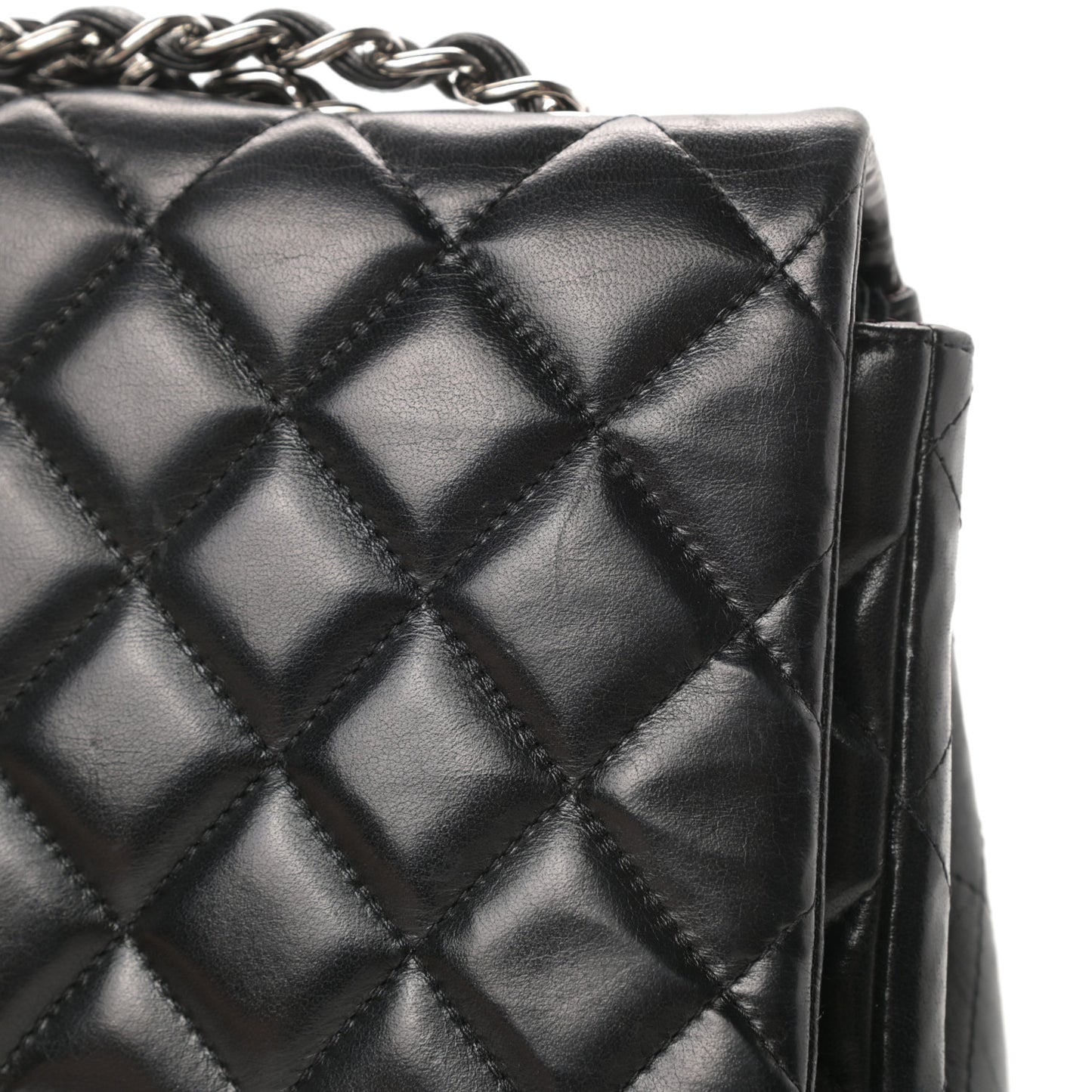 Lambskin Quilted Jumbo Single Flap Black