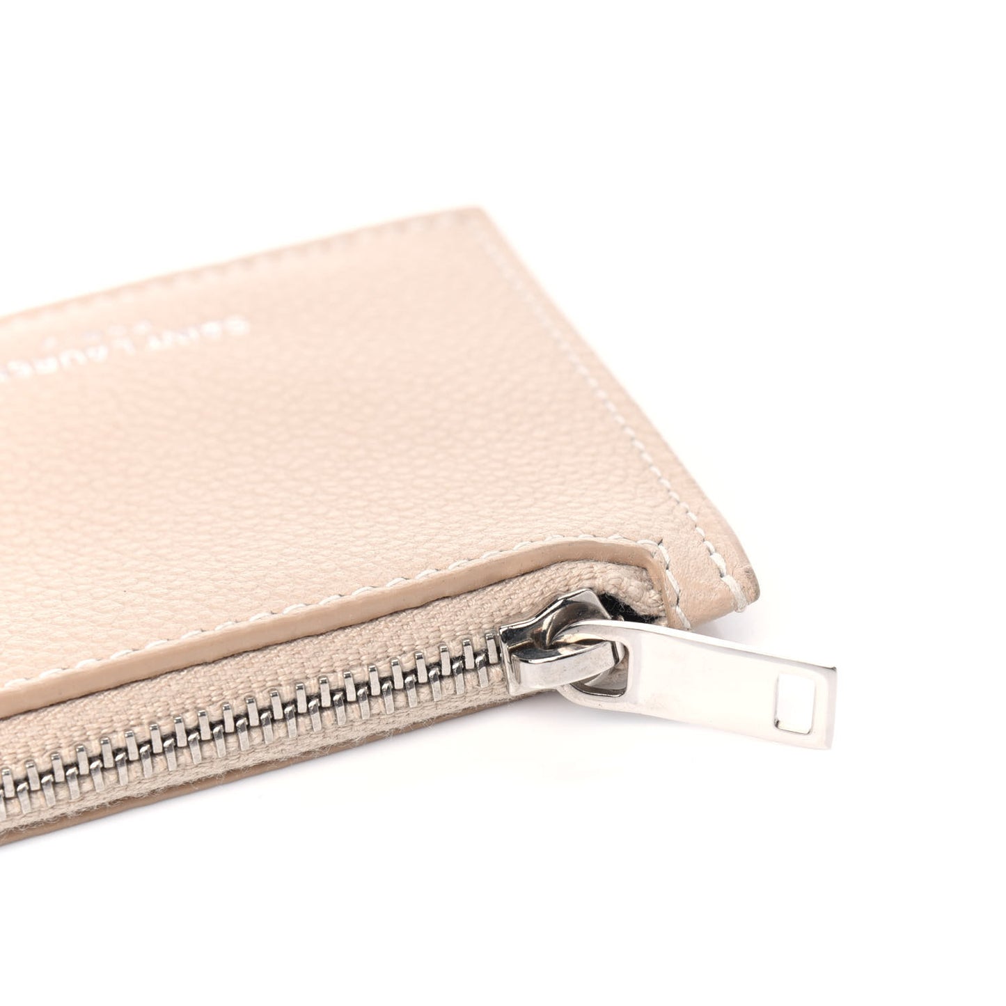 Grained Calfskin 5 Fragments Zip Pouch Card Holder Nude