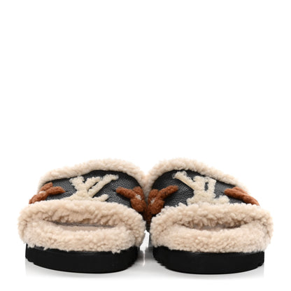 Louis Vuitton Shearling Calfskin Paseo Flat Comfort Mule 38 Beige 2 of 9