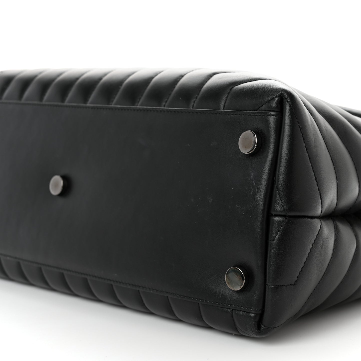 Calfskin Y Quilted Monogram Monochrome Large Loulou Chain Satchel Black