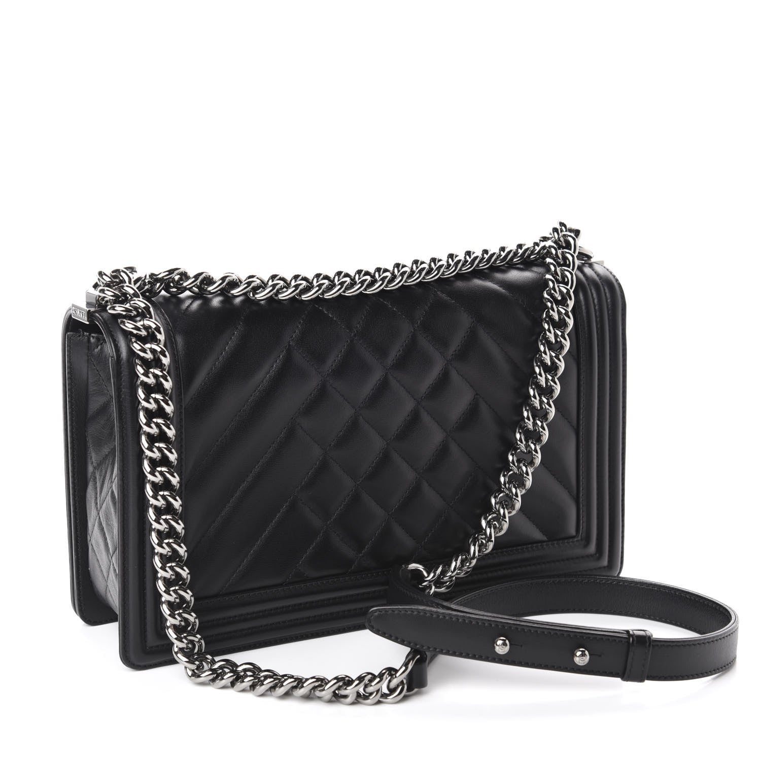 Chanel Calfskin Chevron Quilted Medium Boy Flap Black 3 of 15