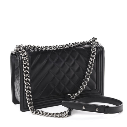 Chanel Calfskin Chevron Quilted Medium Boy Flap Black 3 of 15