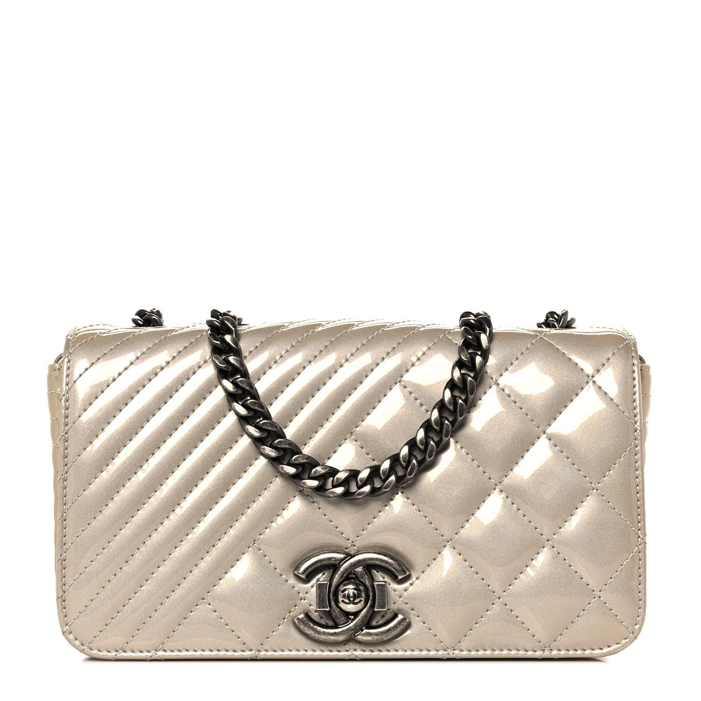 Patent Quilted Small Coco Boy Flap Light Gold