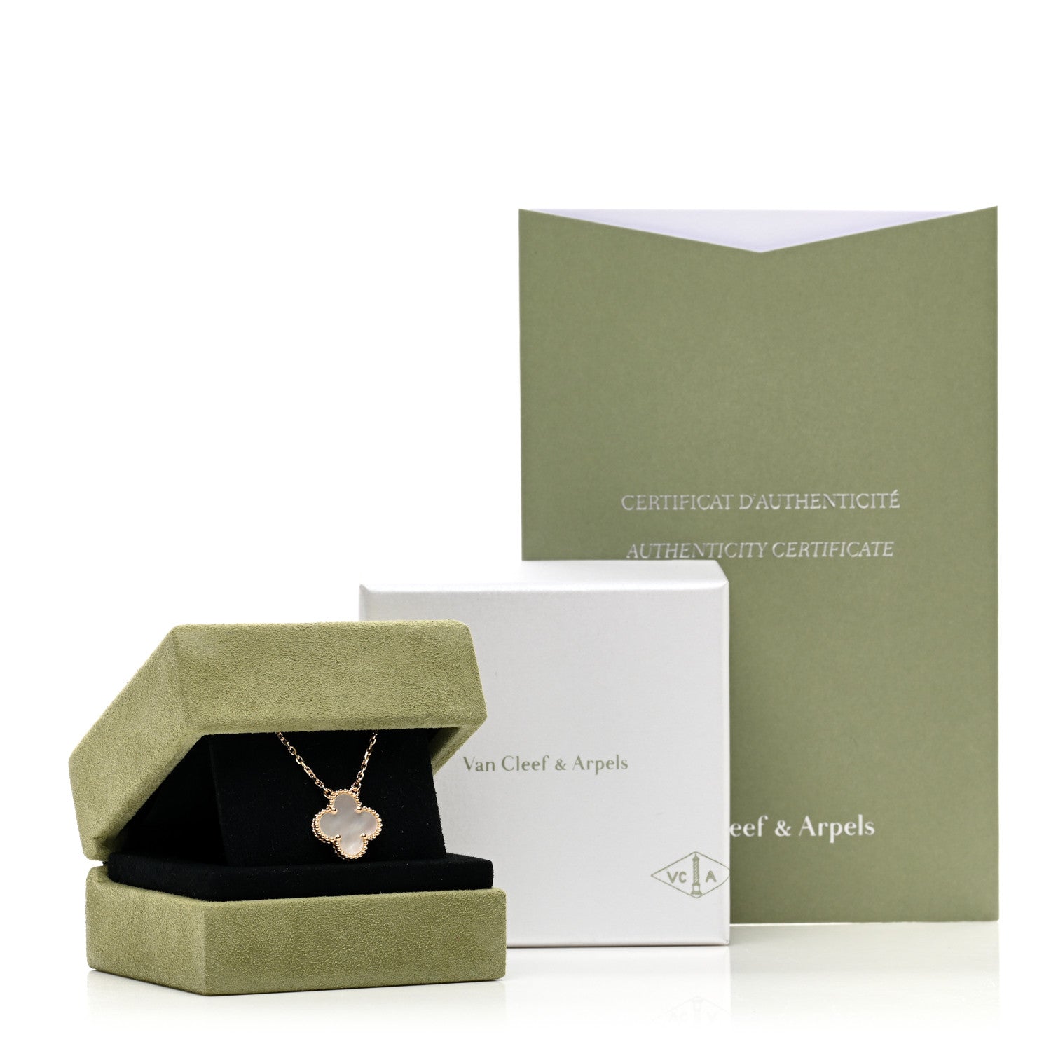 Van Cleef & Arpels 18K Yellow Gold Mother of Pearl Vintage Alhambra Pendant Necklace 5 of 5