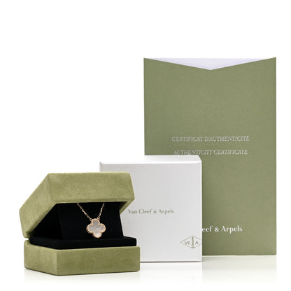 Van Cleef & Arpels 18K Yellow Gold Mother of Pearl Vintage Alhambra Pendant Necklace 5 of 5