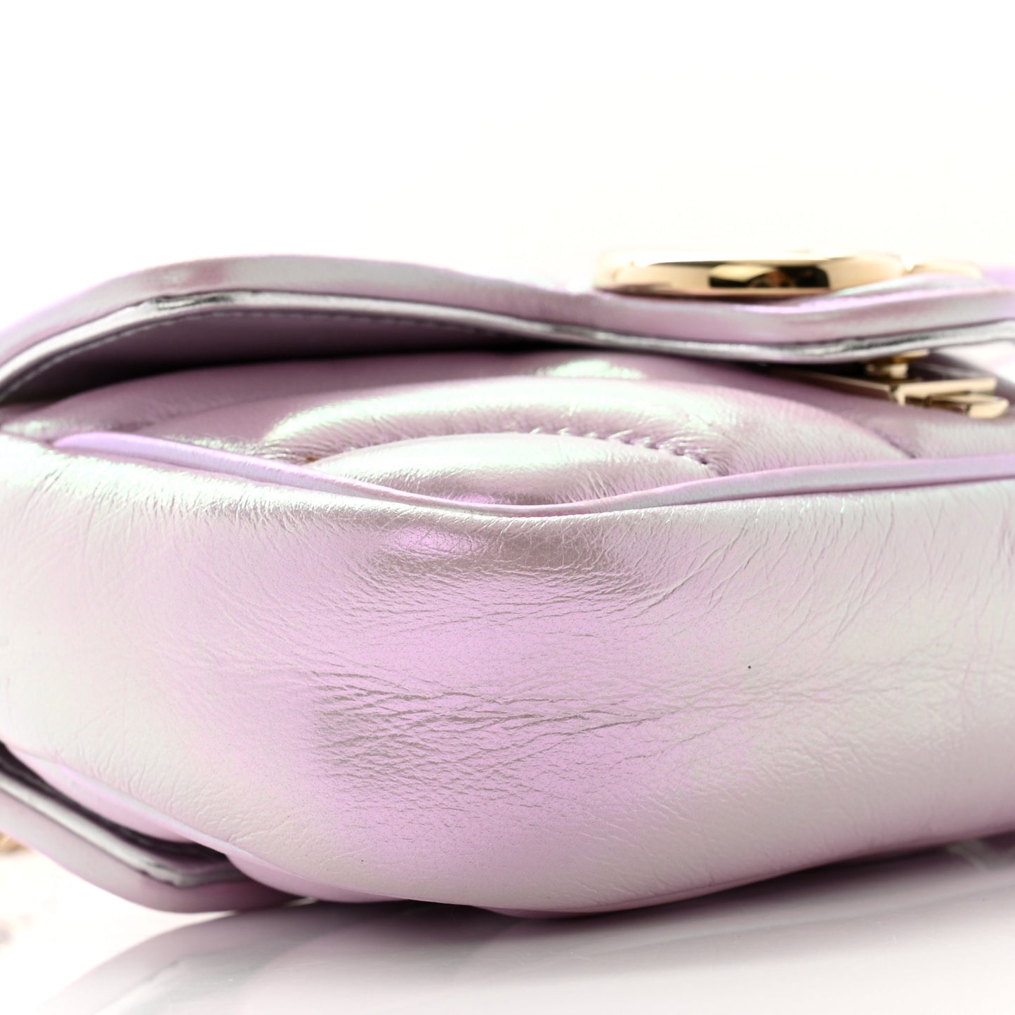 Iridescent Nappa Chevron Matelasse Super Mini GG Marmont Shoulder Bag Iridescent Escape Pink
