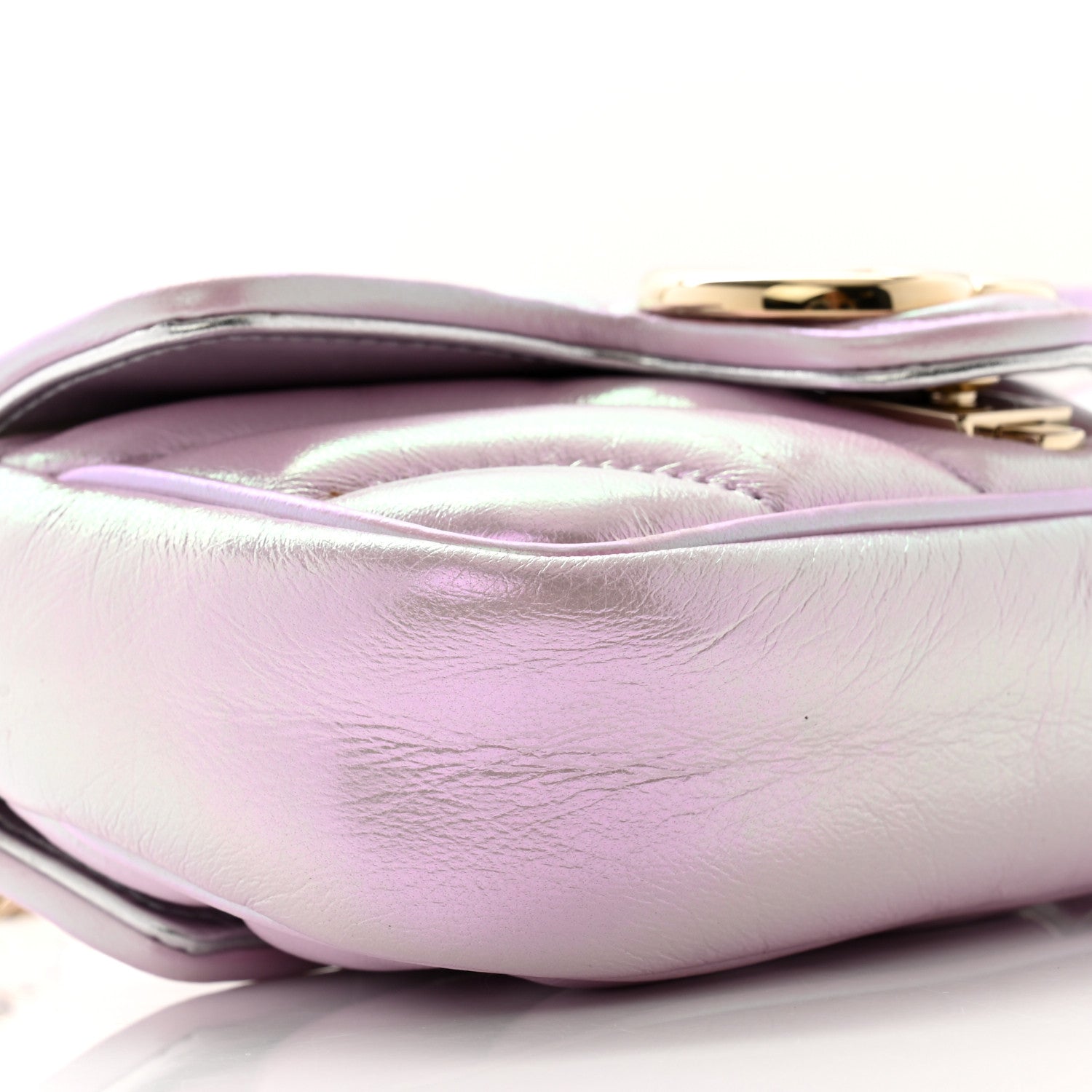 Gucci Iridescent Nappa Chevron Matelasse Super Mini GG Marmont Shoulder Bag Iridescent Escape Pink 9 of 10