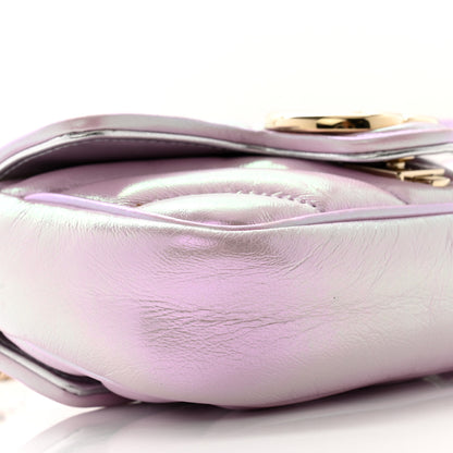 Gucci Iridescent Nappa Chevron Matelasse Super Mini GG Marmont Shoulder Bag Iridescent Escape Pink 9 of 10