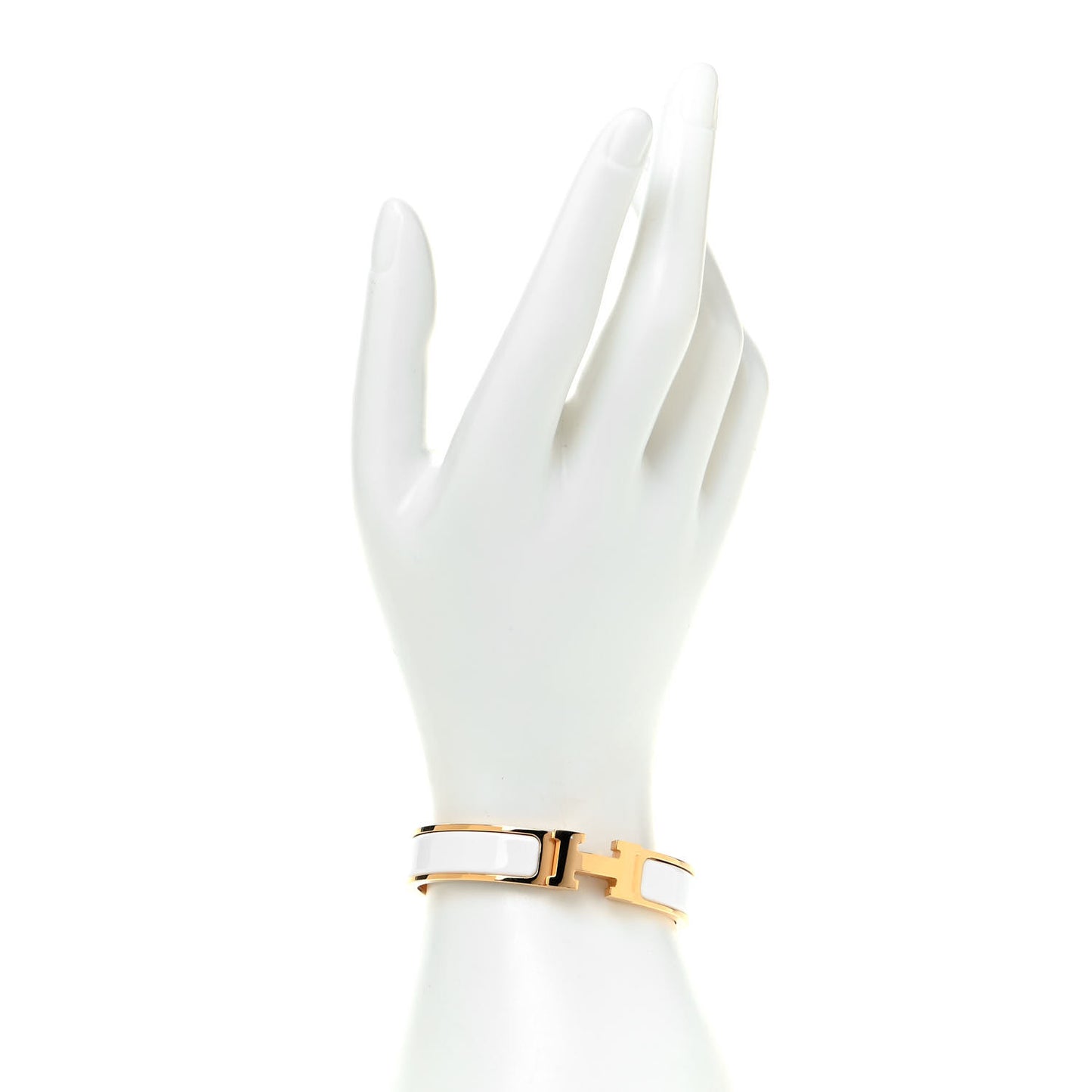 Enamel Narrow Clic Clac H Bracelet PM White