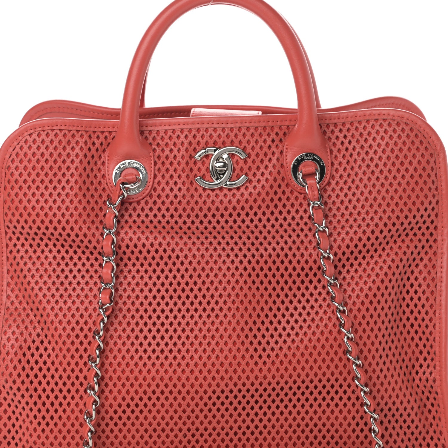 Chanel Calfskin Perforated Up In The Air Tote Red 7 of 12