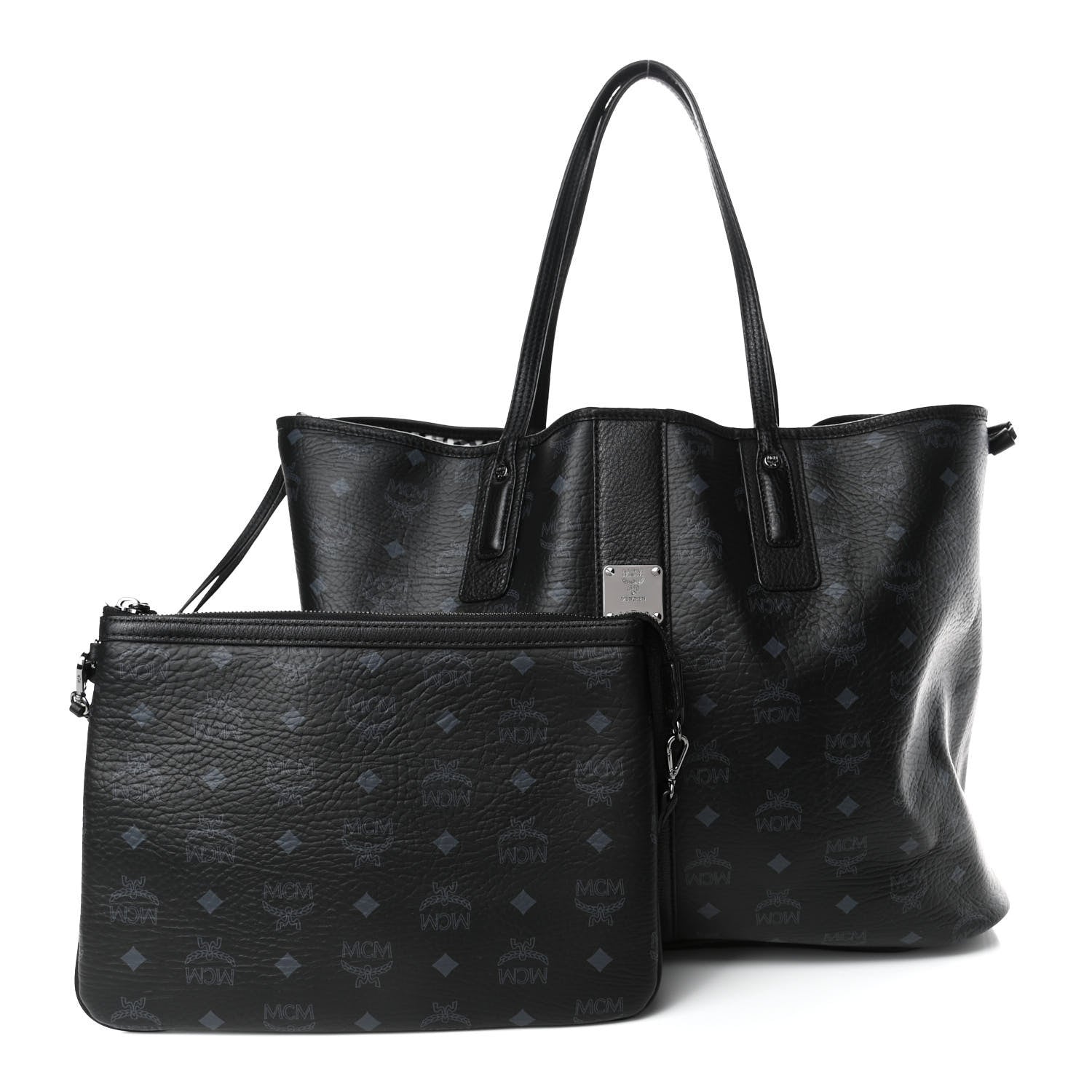 MCM Visetos Large Liz Reversible Shopper Tote Black 1 of 8