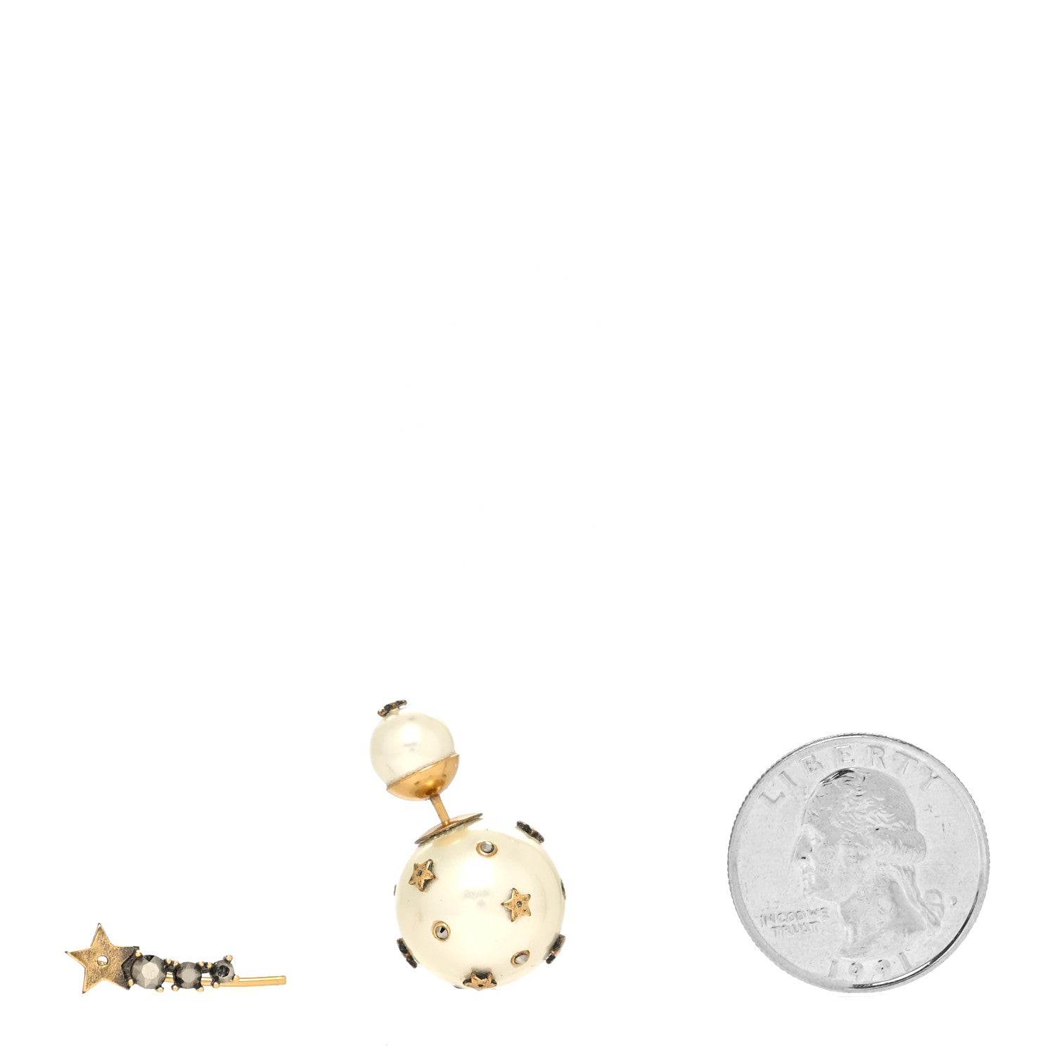 Christian Dior Pearl Mini Stars Tribales Climber Earrings Gold 2 of 4