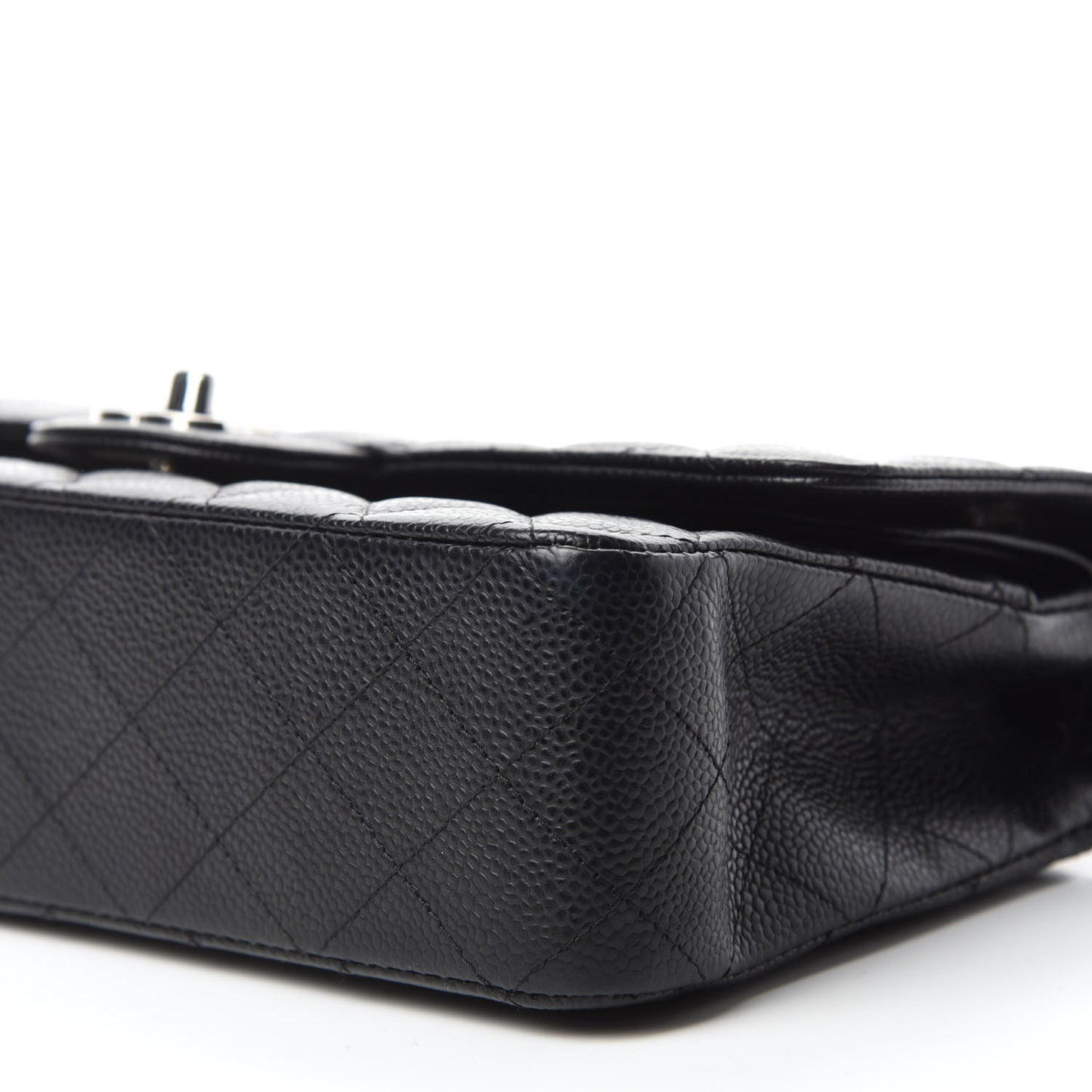 Caviar Quilted Medium Double Flap Black