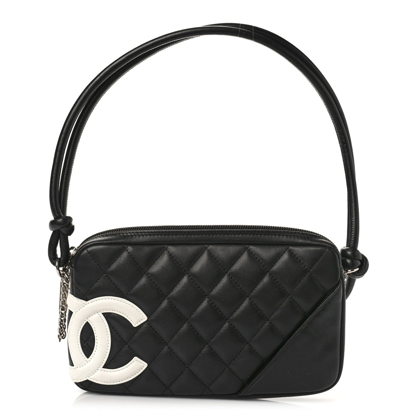 Calfskin Quilted Cambon Pochette Black White