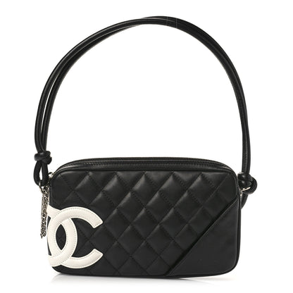 Chanel Calfskin Quilted Cambon Pochette Black White 1 of 9