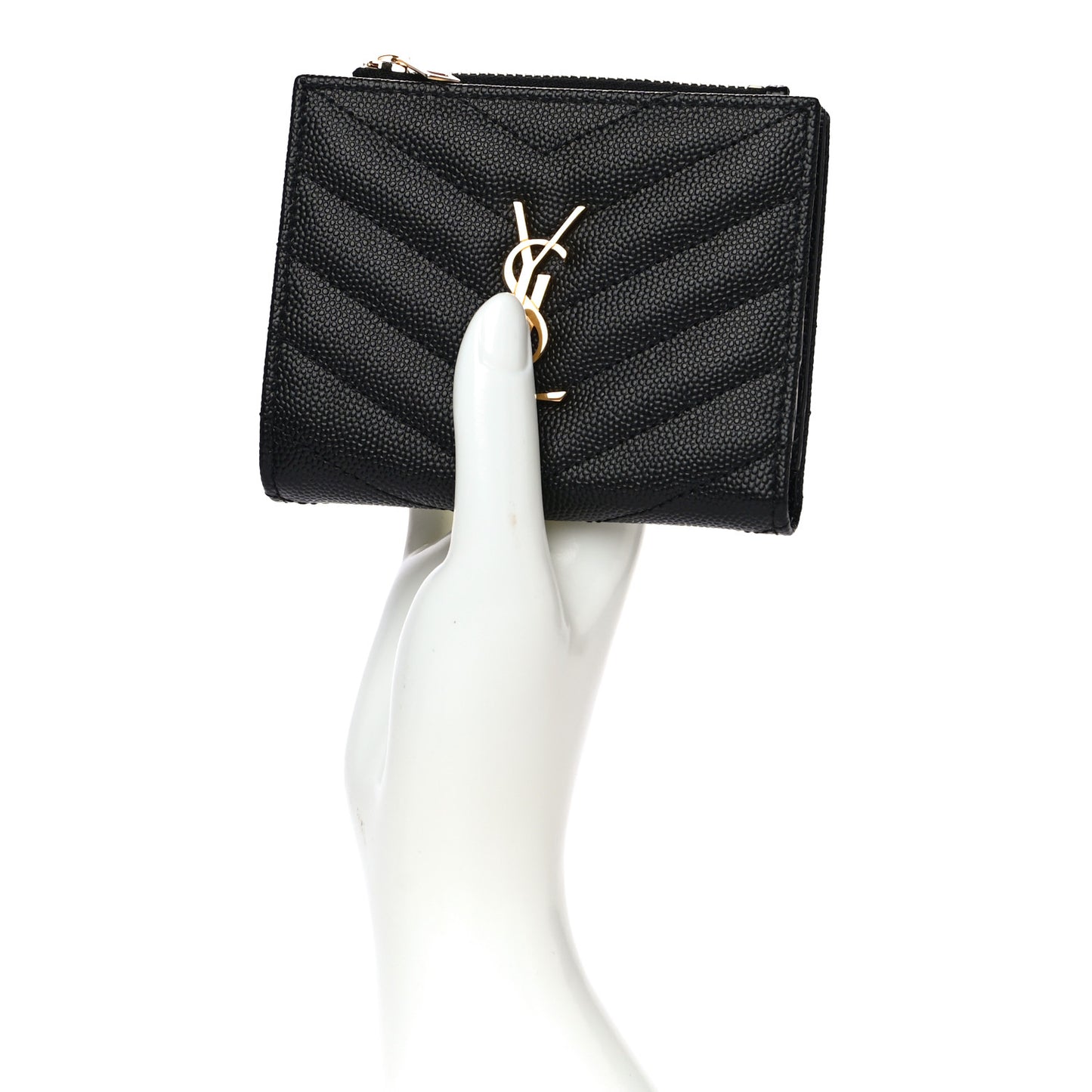 Grain De Poudre Matelasse Chevron Monogram Zipped Card Case Black