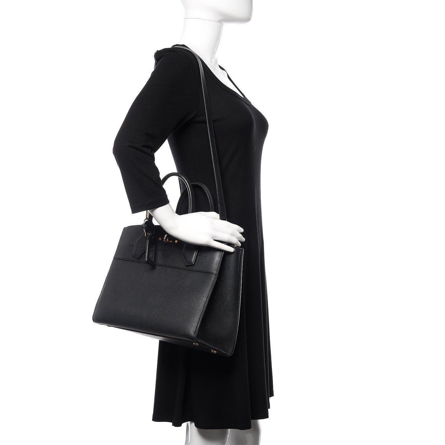 Louis Vuitton Calfskin Studded City Steamer MM Black 2 of 15