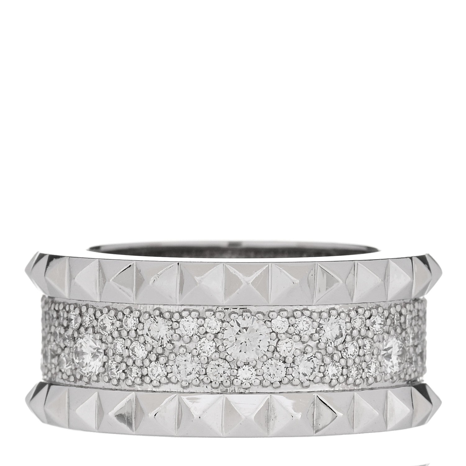 Roberto Coin 18K White Gold Diamond Rock & Diamonds Ring 53 6.5 1 of 4
