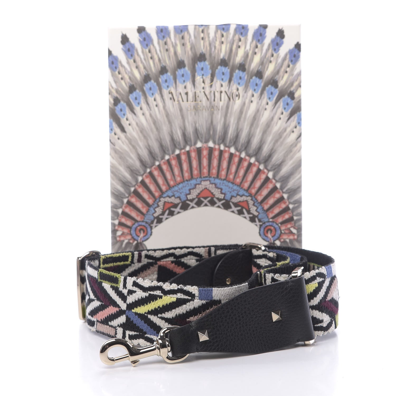 Valentino Garavani Canvas Native Couture Embroidered Rockstud Guitar Strap 5 of 5