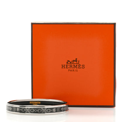 Hermes Enamel Printed Narrow Grand Apparat Bracelet Black 6 of 6