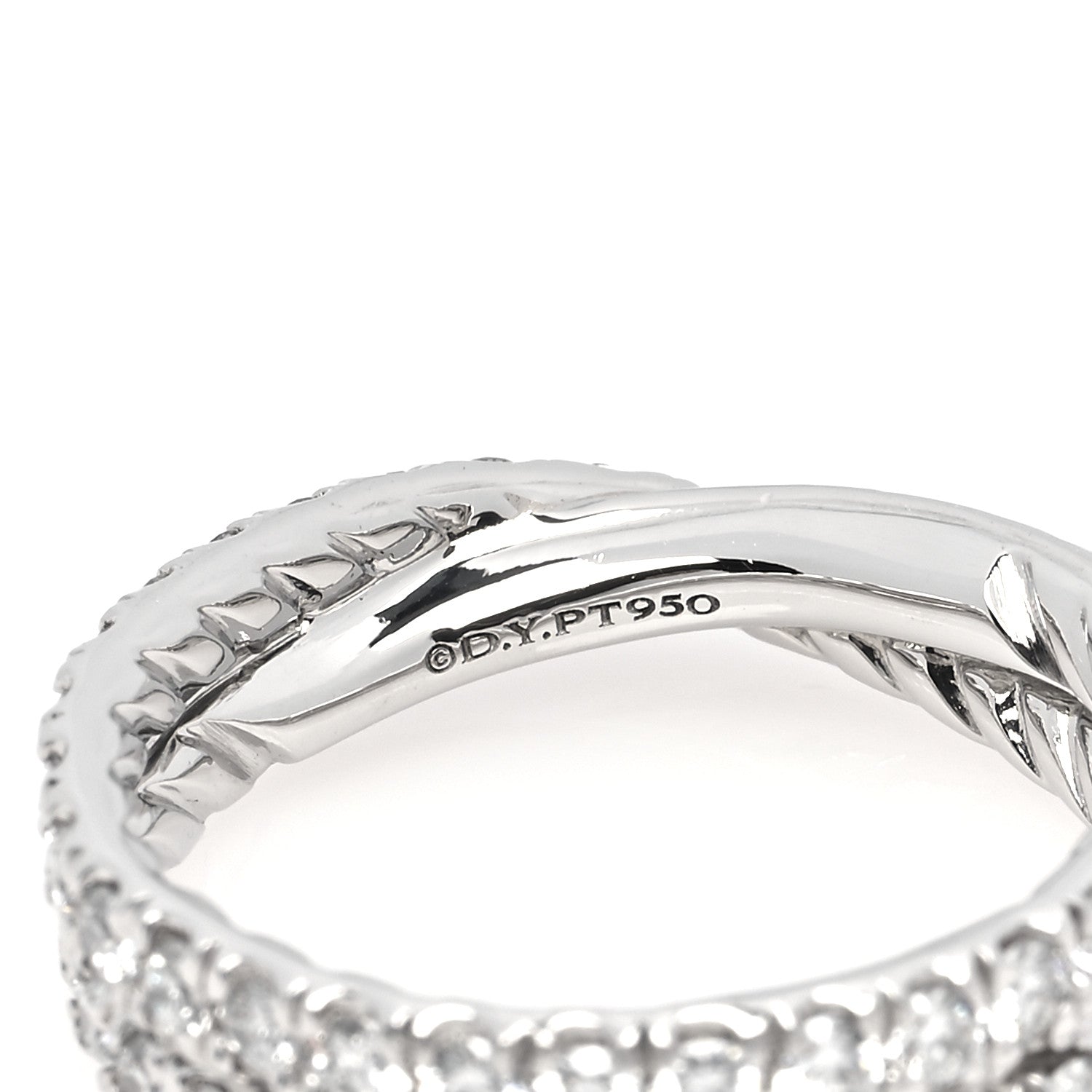 David Yurman Platinum Diamond Crossover Wedding Band Ring 49 4.75 4 of 4
