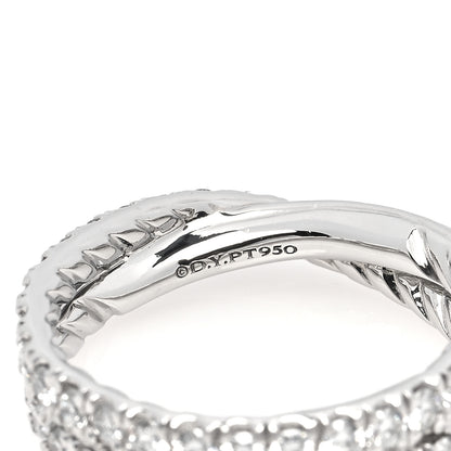 David Yurman Platinum Diamond Crossover Wedding Band Ring 49 4.75 4 of 4