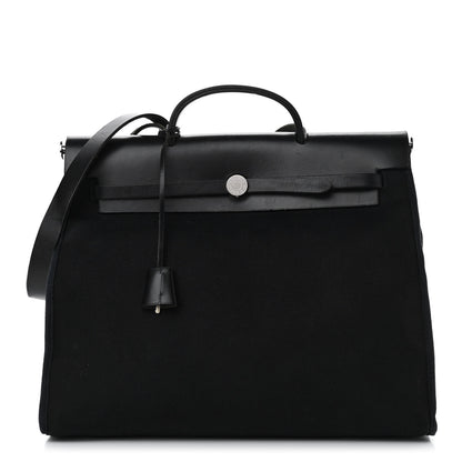 Hermes Toile Vache Calfskin Herbag 39 MM Black 1 of 11