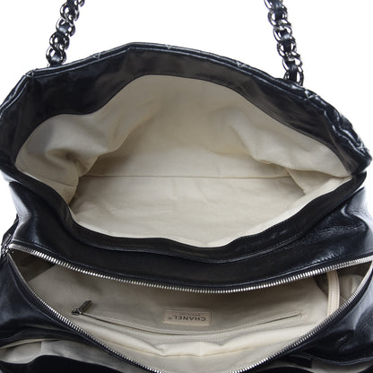 Chanel Glazed Goatskin Double Contrast Stitch Large Tote Black 6 of 14
