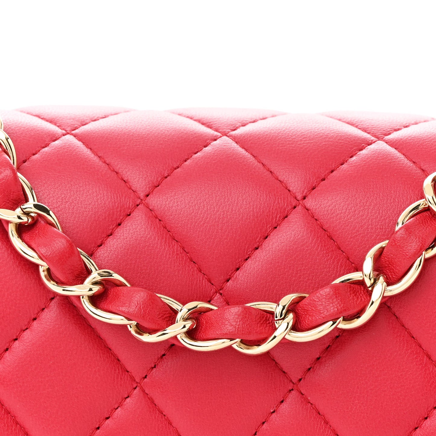 Lambskin Quilted Mini Rectangular Flap Dark Red
