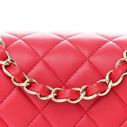 Chanel Lambskin Quilted Mini Rectangular Flap Dark Red 8 of 12