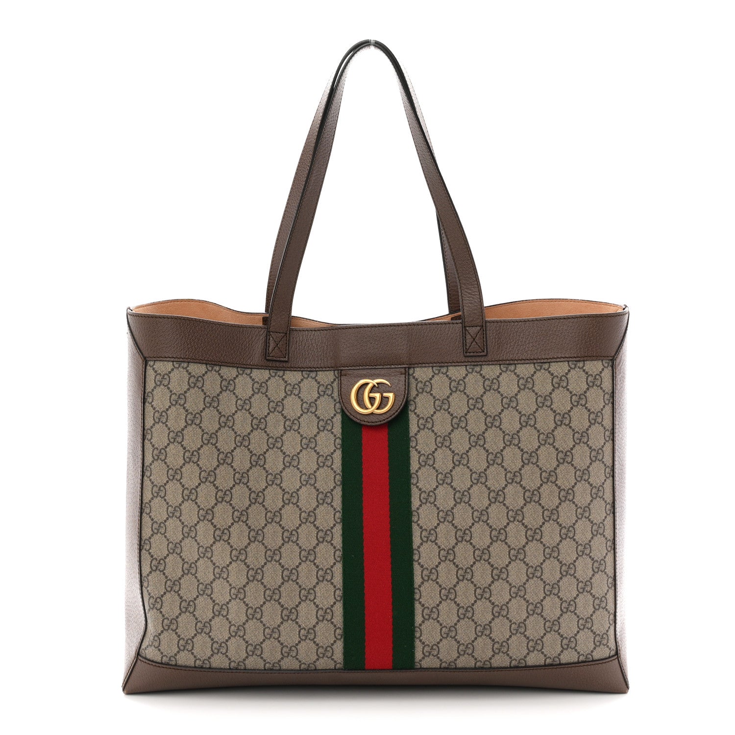 Gucci Gg Supreme Monogram Web Ophidia Tote Brown 1 of 12
