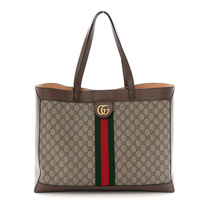 Gucci Gg Supreme Monogram Web Ophidia Tote Brown 1 of 12
