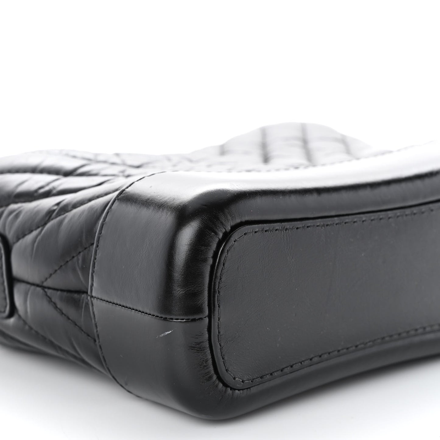 Aged Calfskin Chevron Quilted Small Gabrielle Hobo Black